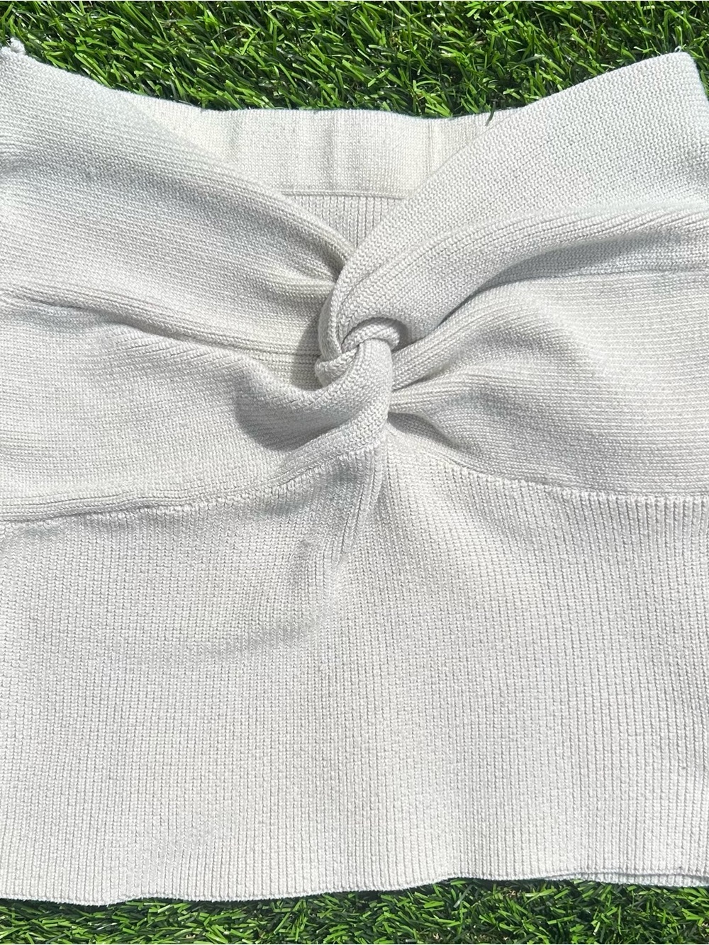 Women's Twist Front Knit Top - Cream